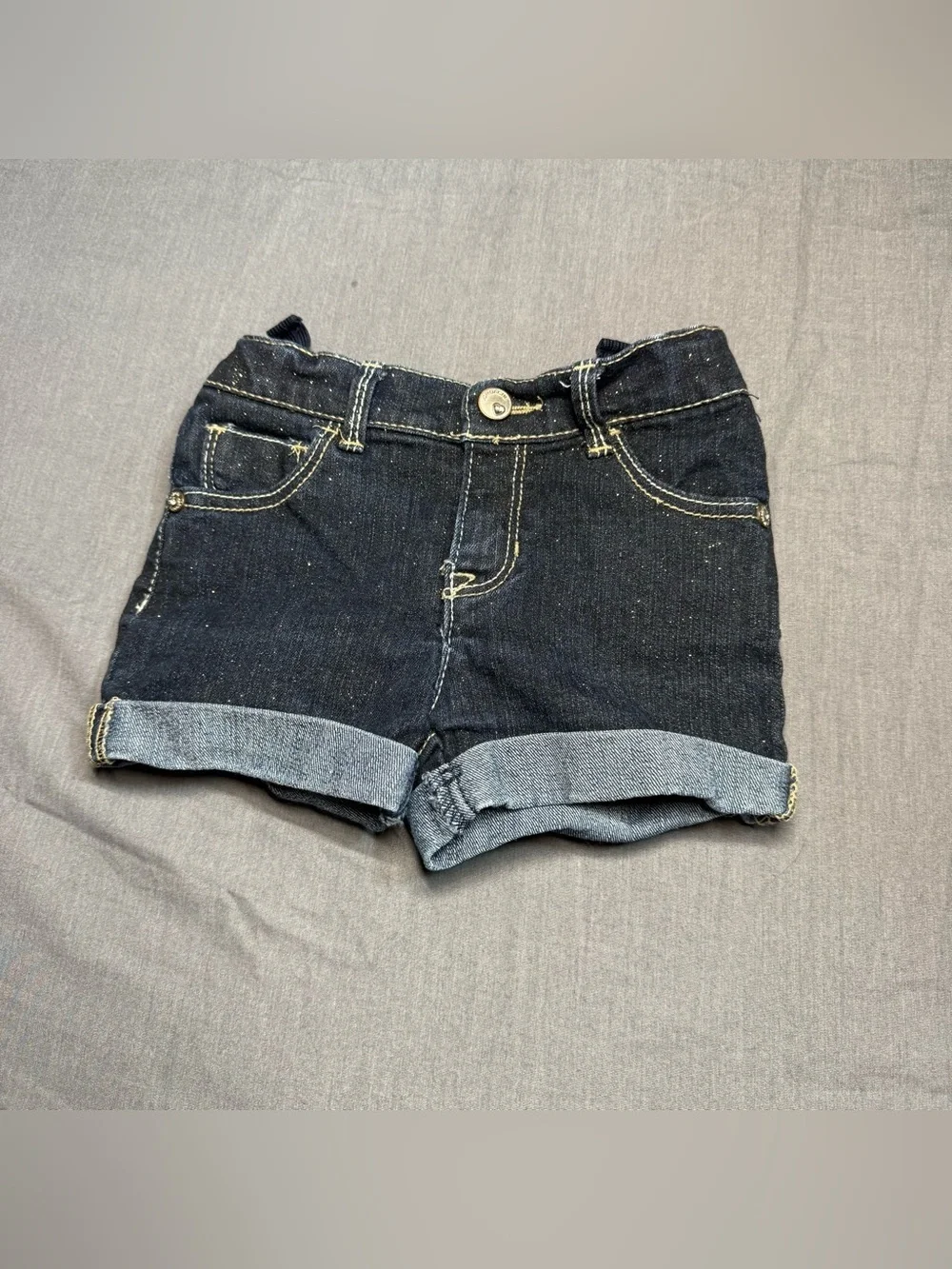 Jordache Dark Blue Sparkly Denim Cuffed Shorts